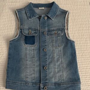 Zara Blue Denim Button-Up vest with front pockets